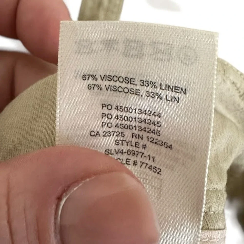 Aritzia Wilfred Kafka Khaki Linen Blend Belted Cargo Crop‎ Pants Womens 2